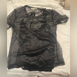 Make Black Lace Sheer Top